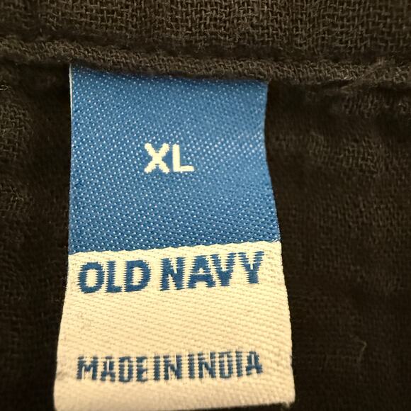 Old Navy Cotton Gauzy Button Down Shirt Black Oversized Boxy Lagenlook | XL - Picture 3 of 8